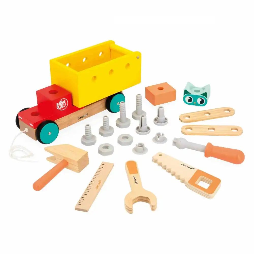 Janod Brico'Kids Wooden Pull Along DIY Truck Details Picture