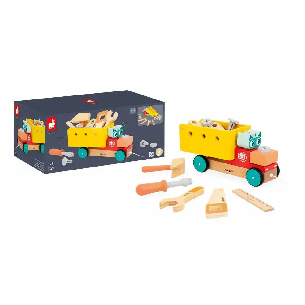 Janod Brico'Kids Wooden Pull Along DIY Truck with Box Picture