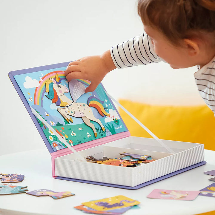 Janod Unicorns Magneti'book Jigsaw Puzzle Being Played With Picture