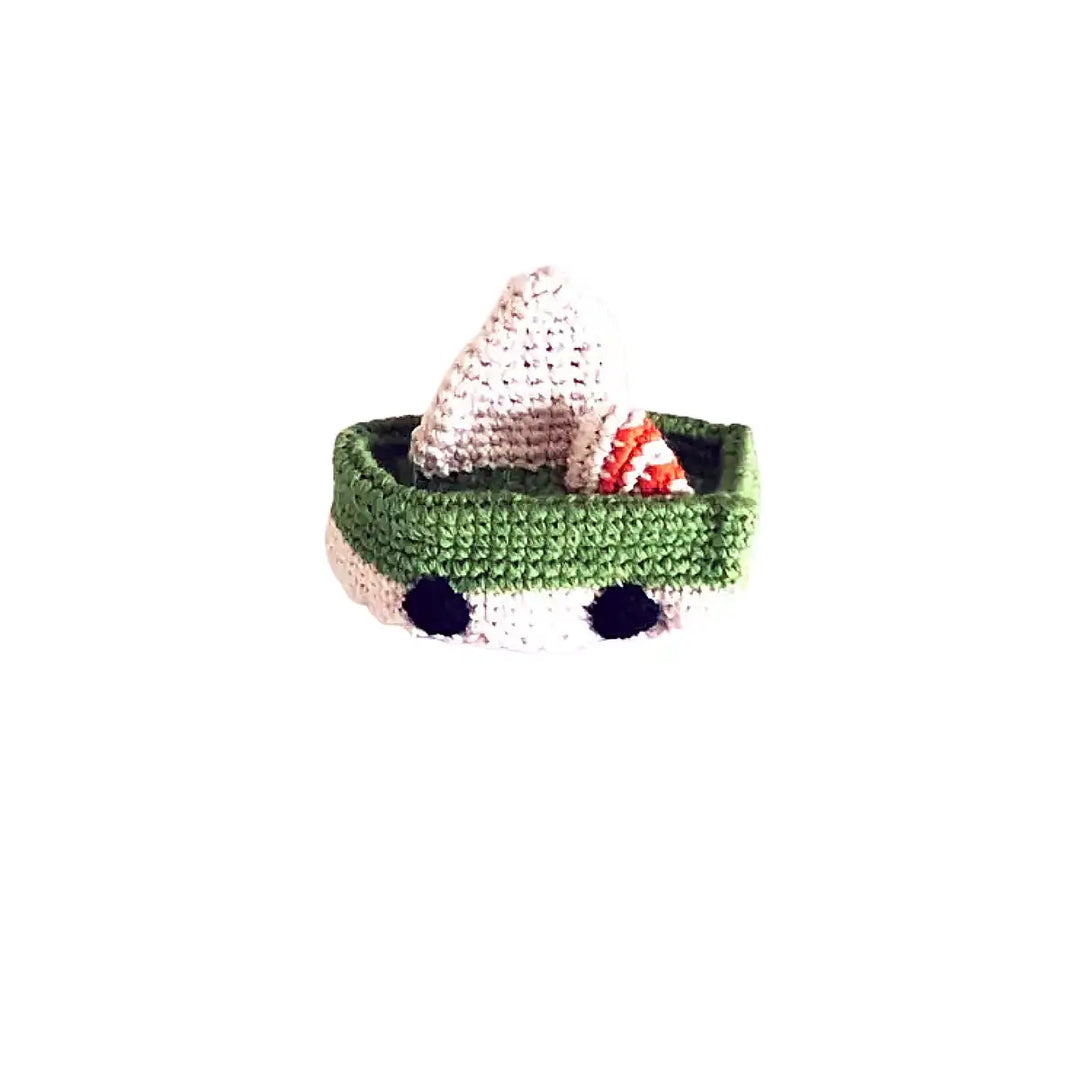 Pebble Crochet Green Boat Rattle