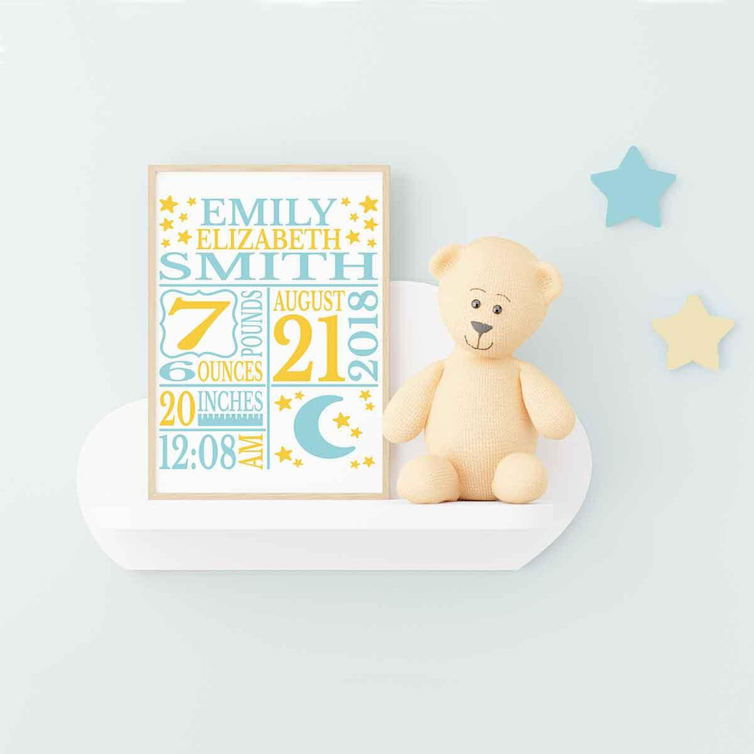 Moon & Stars Birth Announcement