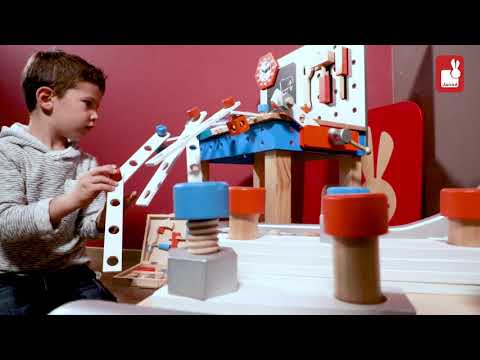 Janod Wooden Brico'Kids Giant Magnetic Workbench YouTube Video