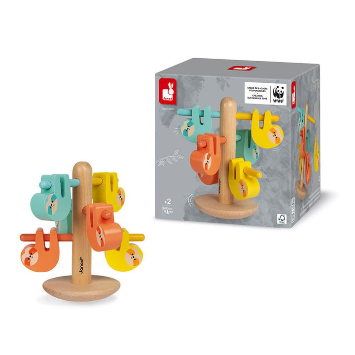 Janod (in association with WWF) wooden coloured sloth balancing game and box