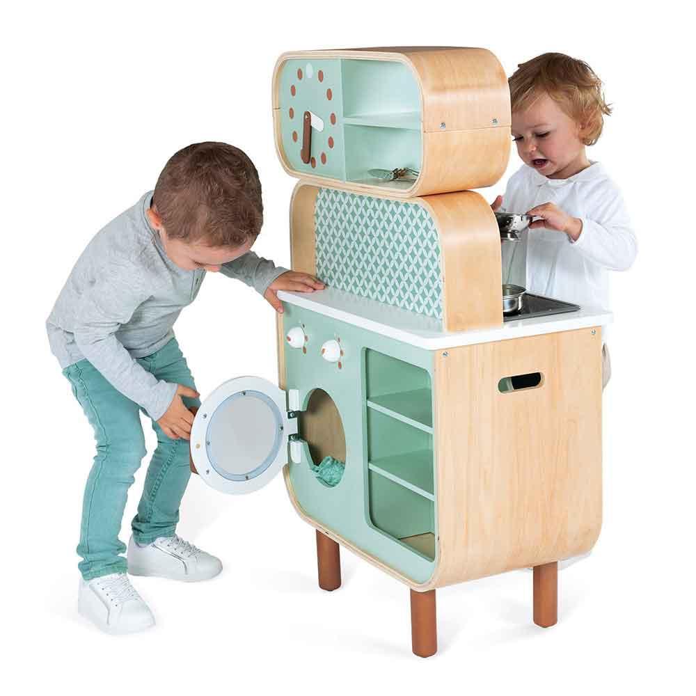 Janod Wooden Big Cooker Reverso Kitchen Being Played With Picture