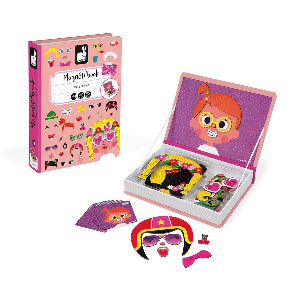 Janod Girl's Crazy Faces Magneti'book Pieces And Box Picture