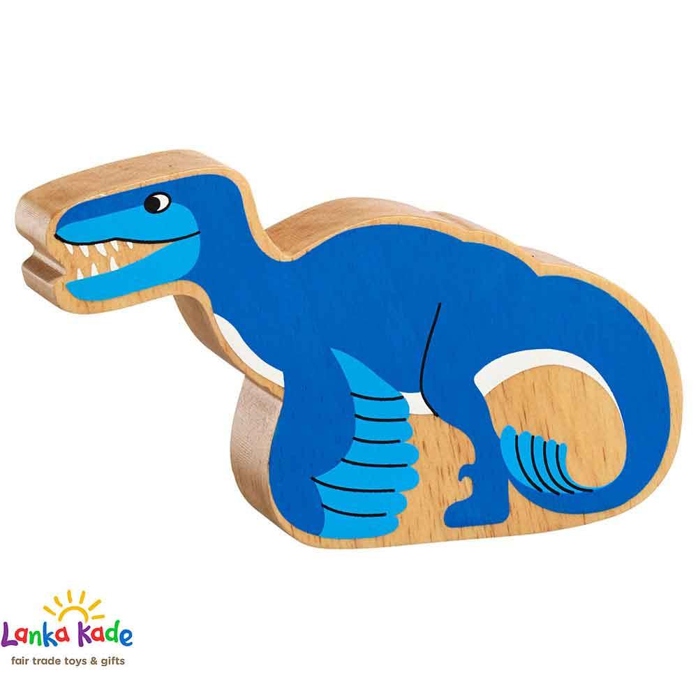 Lanka Kade Natural Wooden Colourful Blue Utahraptor Dinosaur Animal Figure