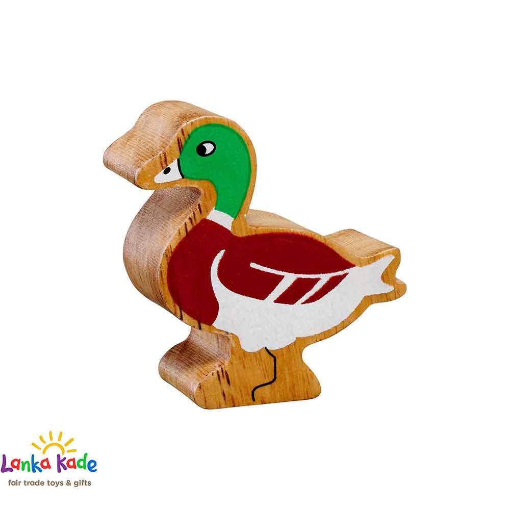 Lanka Kade Natural Wooden Colourful Brown Duck Farm Animal Figure