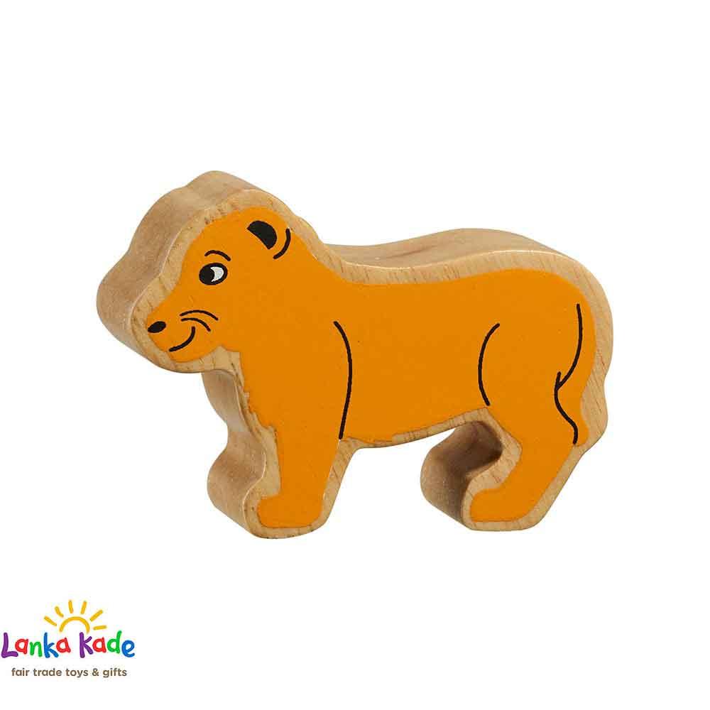 Lanka Kade Natural Wooden Colourful Yellow Lion Cub World Animal Figure