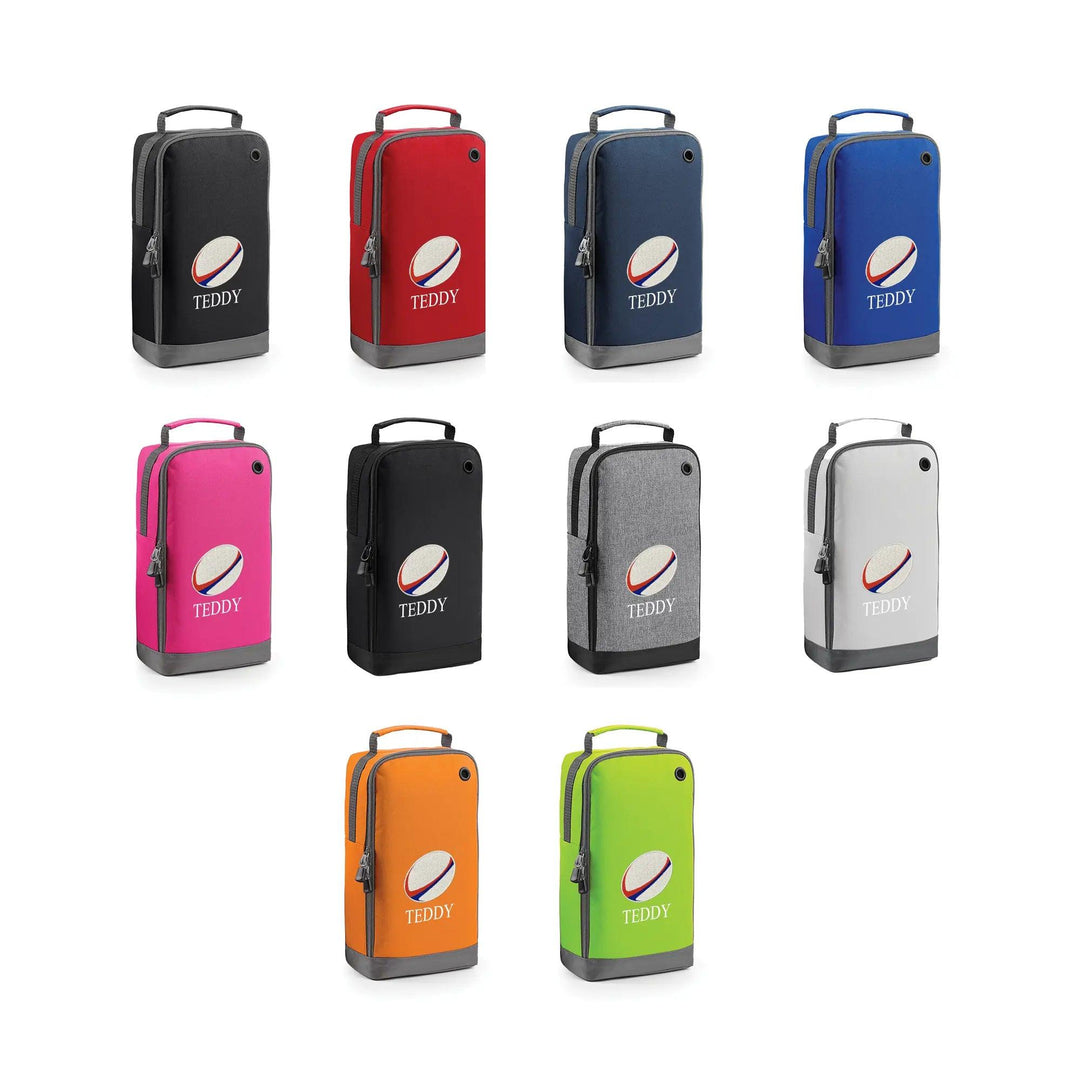 Personalised embroidered rugby boot bags in all colours