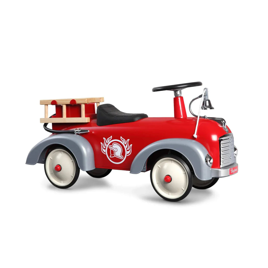 Baghera red toy speedster fire truck with a ladder on a white background