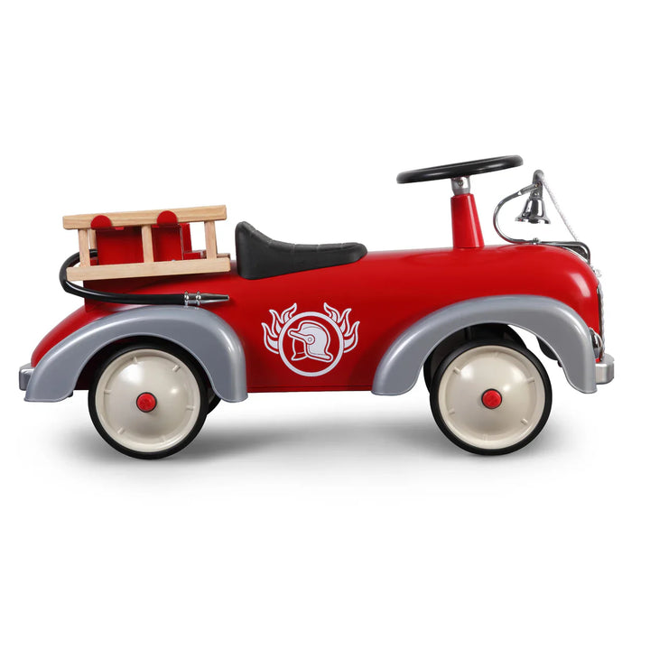 Baghera speedster red toy fire truck with a ladder on a white background