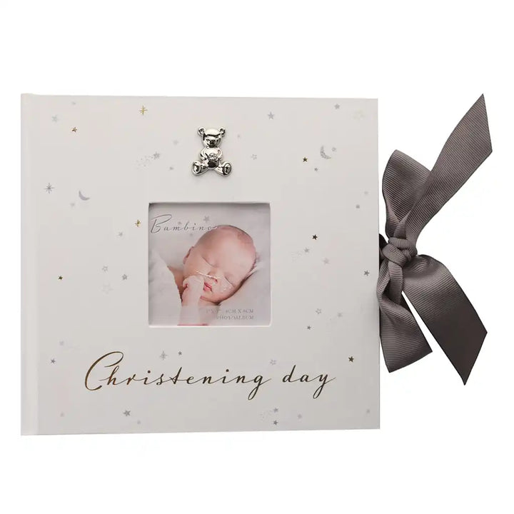 Bambino Christening Day Photo Album Front Picture with Ribbon
