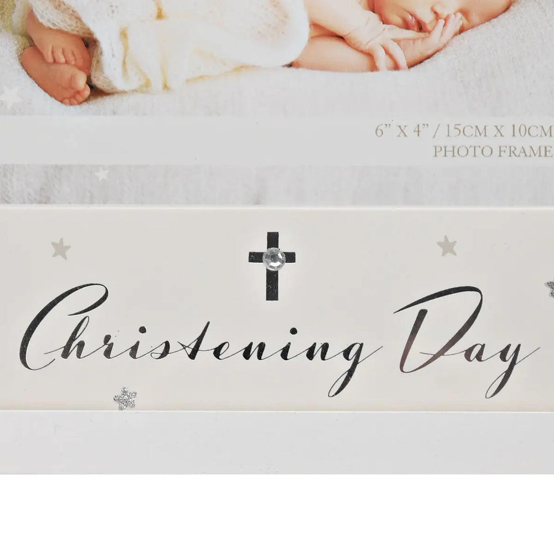 Bambino Christening Day Photo Frame with Stars Cross Detail Picture