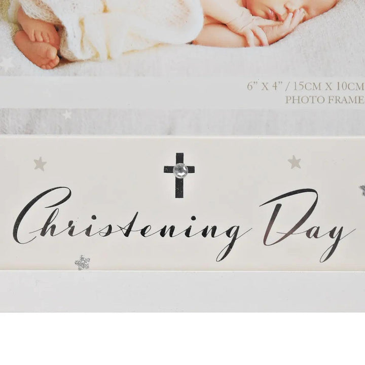 Bambino Christening Day Photo Frame with Stars Cross Detail Picture