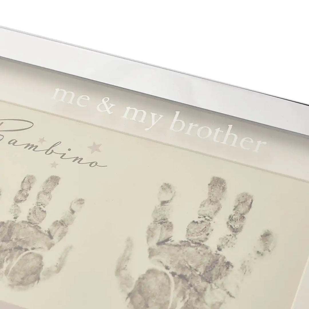 Bambino "Me & My Brother" baby handprint kit lettering details