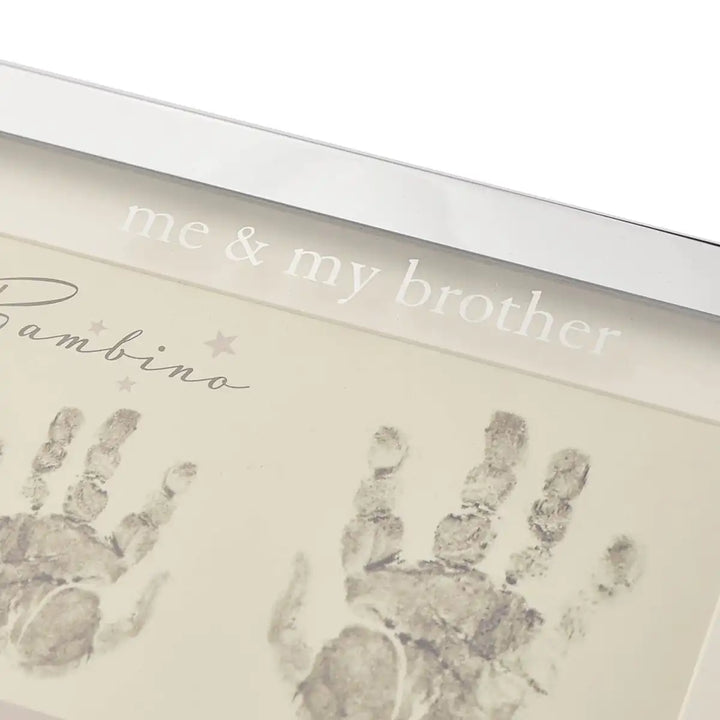 Bambino "Me & My Brother" baby handprint kit lettering details