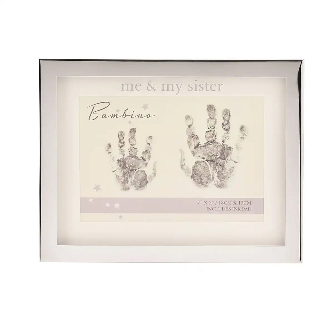 Bambino "Me & My Sister" baby handprint kit front view.