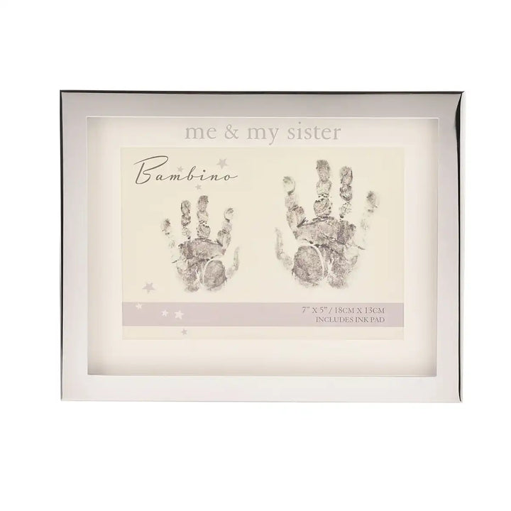 Bambino "Me & My Sister" baby handprint kit front view.