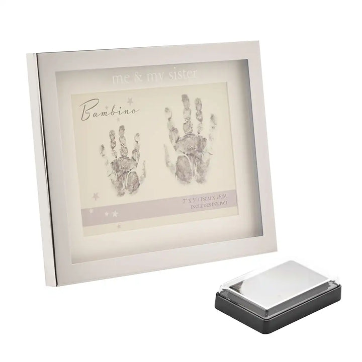Bambino "Me & My Sister" baby handprint kit with ink pad.