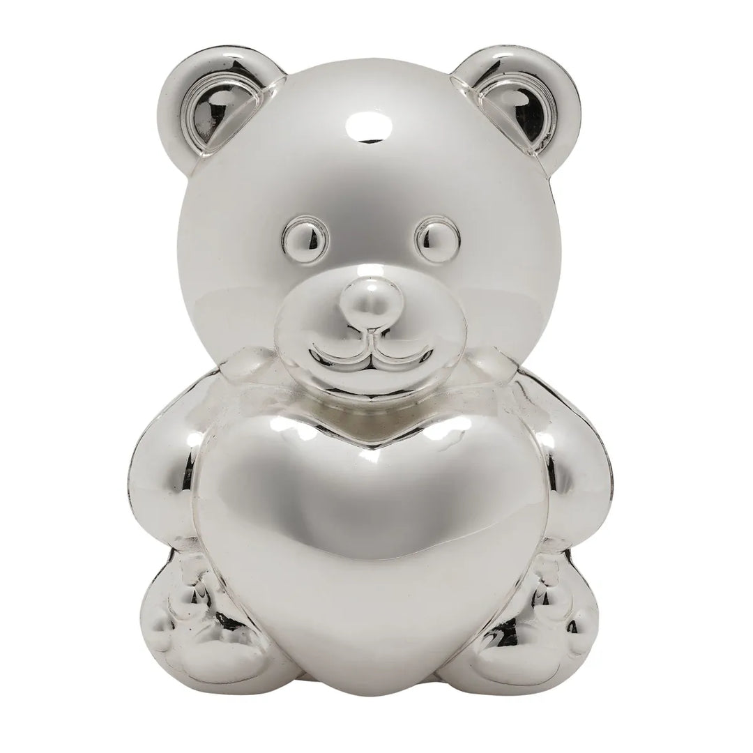 Bambino Silver Plated Bear & Heart Money Box