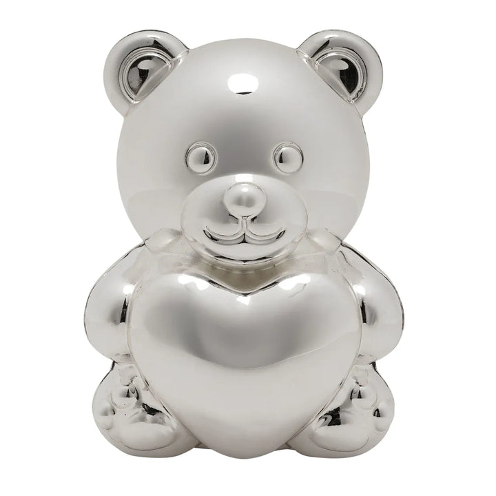 Bambino Silver Plated Bear & Heart Money Box
