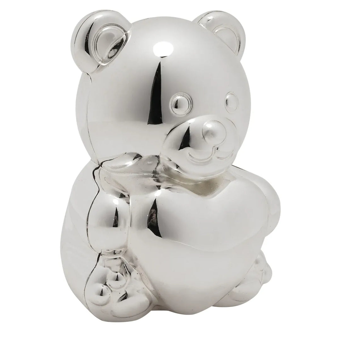 Bambino Silver Plated Bear & Heart Money Box