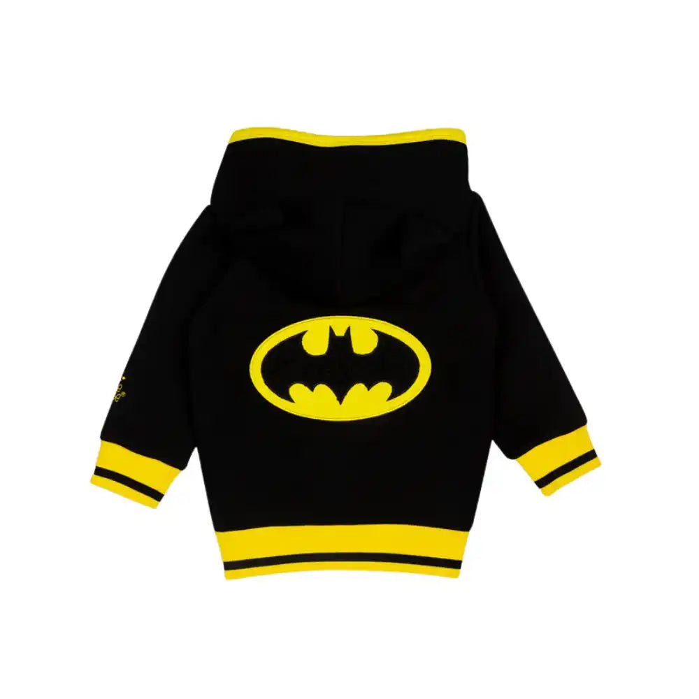 Blade and Rose black hoodie with yellow Batman logo on a white background