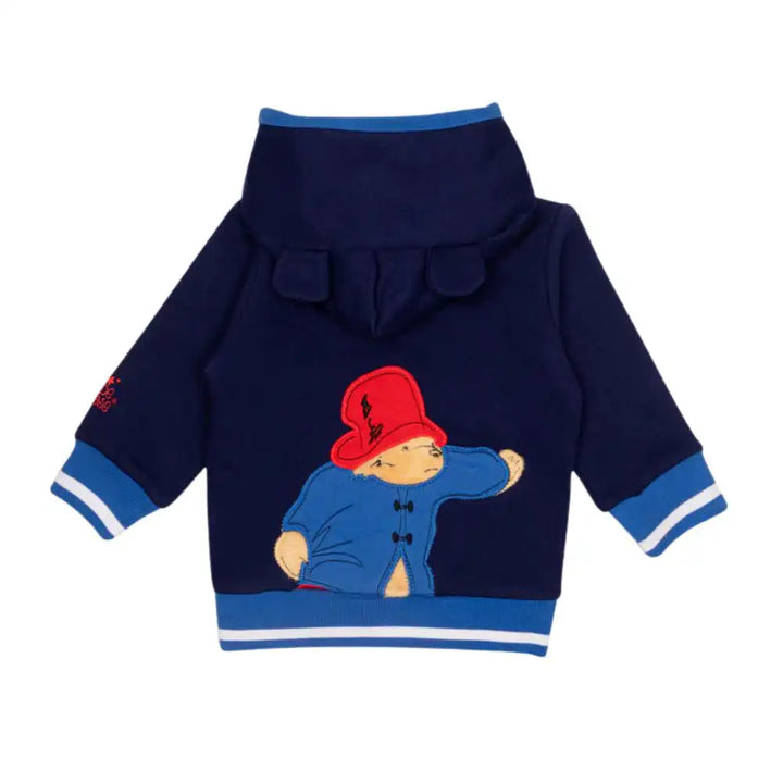 Paddington Out and About Hoodie navy blue hoodie with Paddington character on a white background