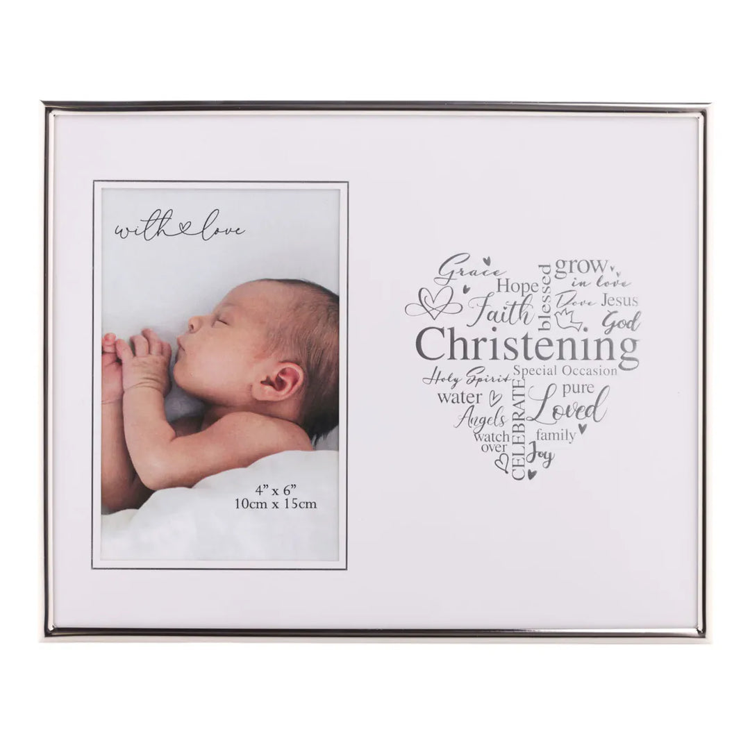 Celebrations With Love Silver Heart Christening Frame