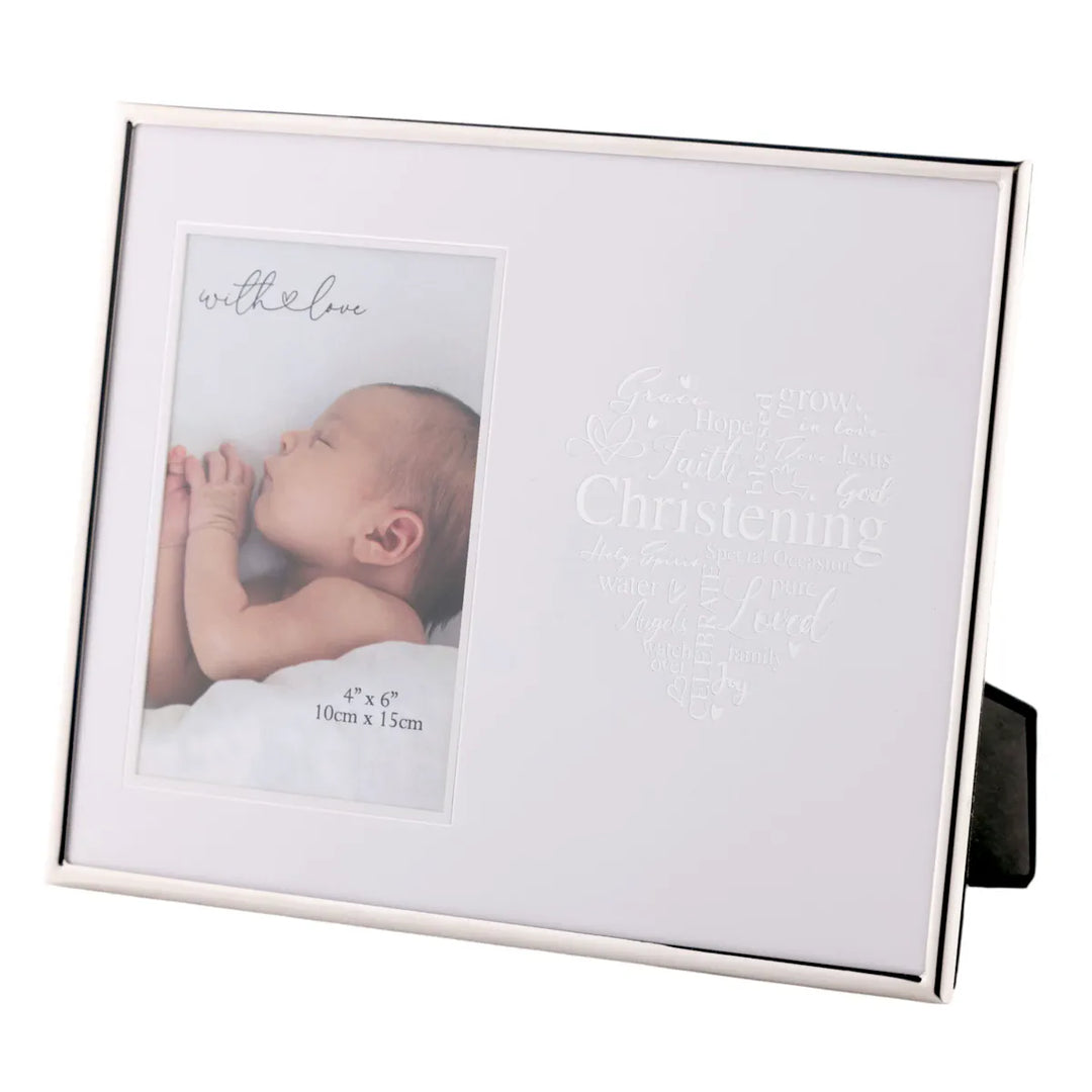 Celebrations With Love Silver Heart Christening Frame