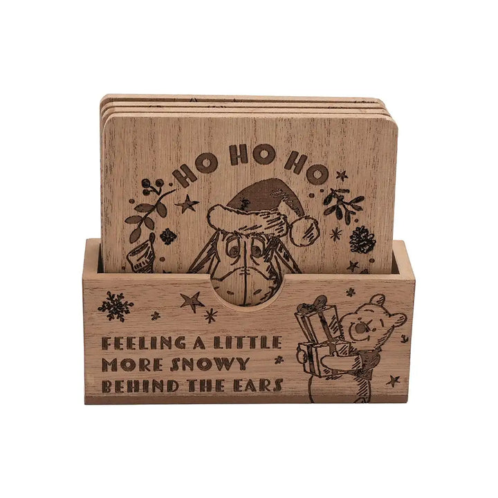 Disney Winnie the Pooh wooden Christmas coaster set