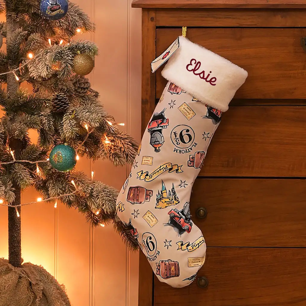 Personalised Harry Potter Charms Christmas Stocking Hanging Up