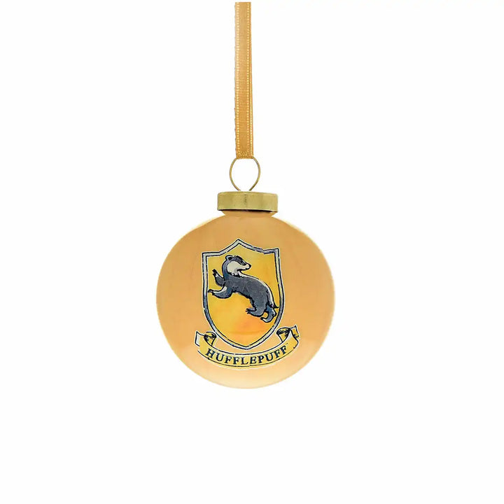 Harry Potter-themed Christmas mini bauble ornaments with Hufflepuff design