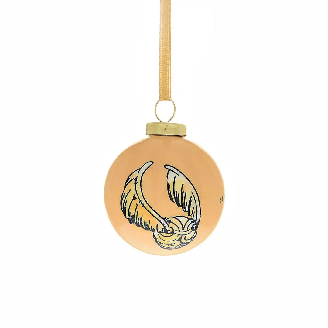 Harry Potter-themed Christmas mini bauble ornaments with golden snitch design