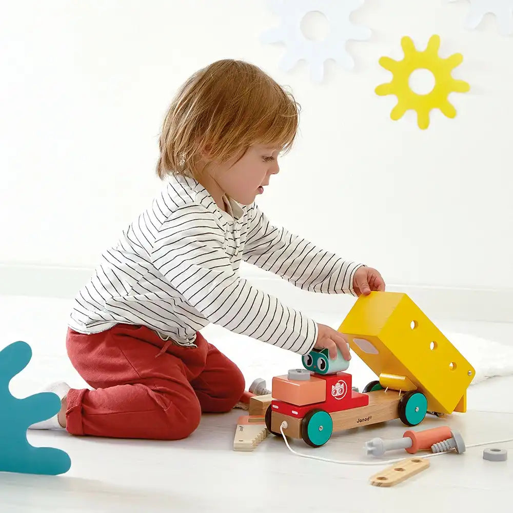 Janod Brico'Kids Wooden Pull Along DIY Truck Played With Picture