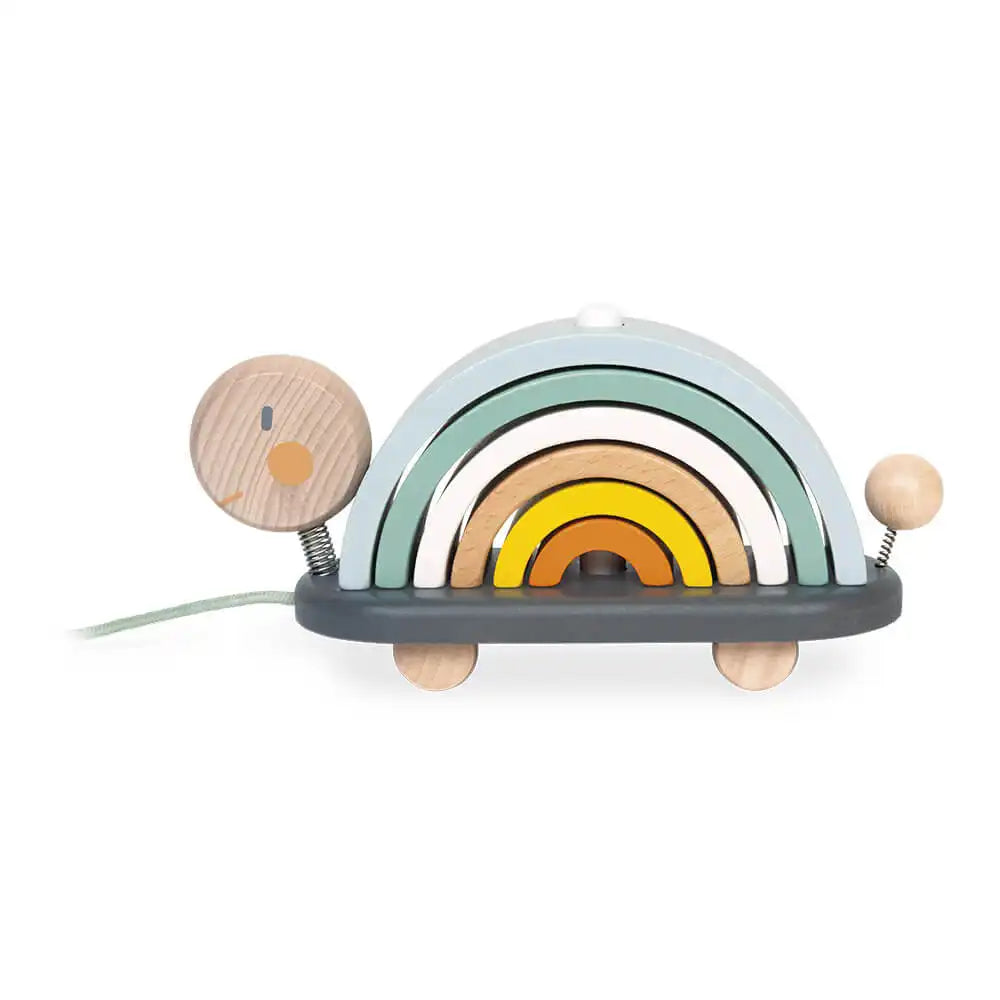 Janod Sweet Cocoon Wooden Stackable Turtle Game Left Side Picture