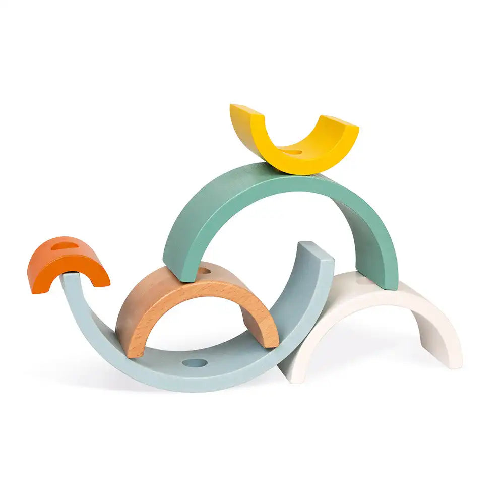 Janod Sweet Cocoon Wooden Stackable Turtle Game Stacked Picture