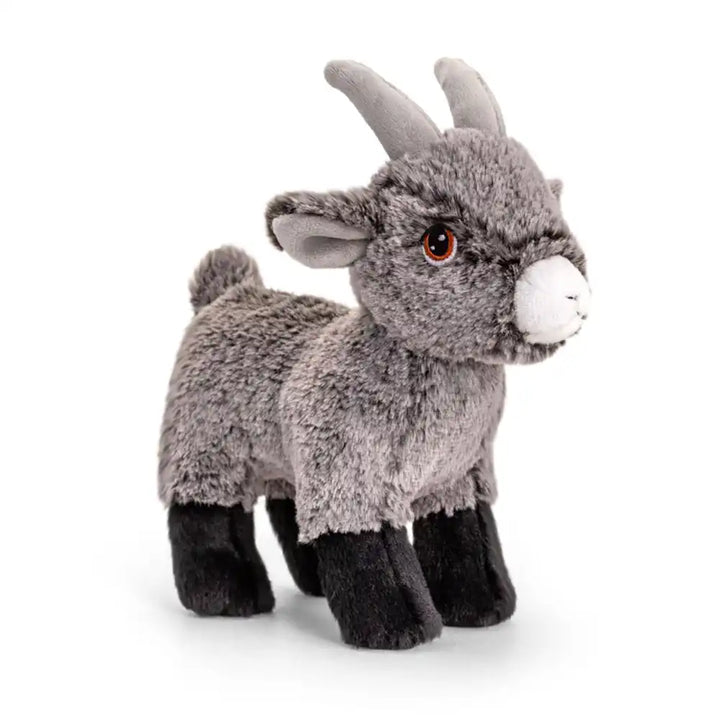 Keeleco recycled goat small plush toy, eco-friendly soft stuffed animal with white fur and gentle detailing
