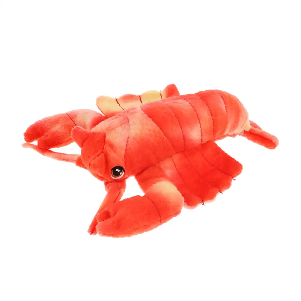 Keeleco recycled mini sea life lobster plush toy, eco-friendly soft stuffed animal with red textured fur