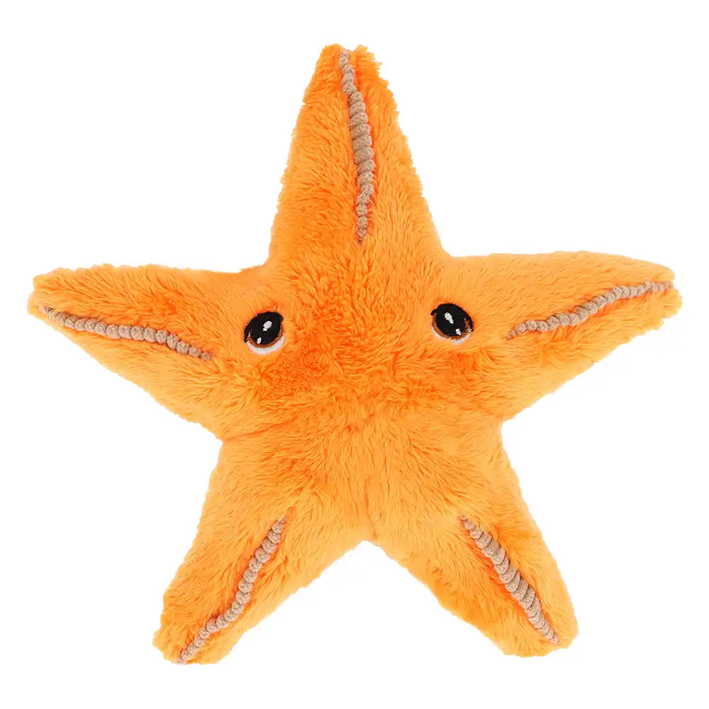 Keeleco recycled mini sea life starfish plush toy, sustainable soft stuffed animal with orange textured fur