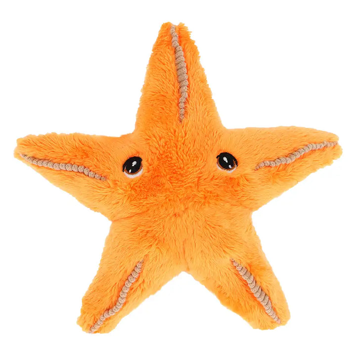Keeleco recycled mini sea life starfish plush toy, sustainable soft stuffed animal with orange textured fur