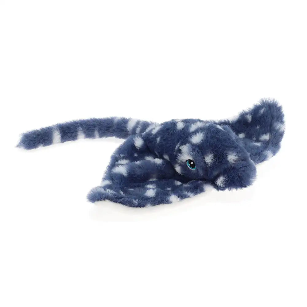 Keeleco recycled mini sea life stingray plush toy, eco-friendly soft stuffed animal with smooth grey texture