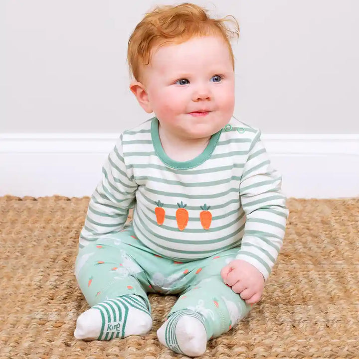 Kite Clothing GOTS Organic Cotton Baby Bun Socks Stripes Worn Picture