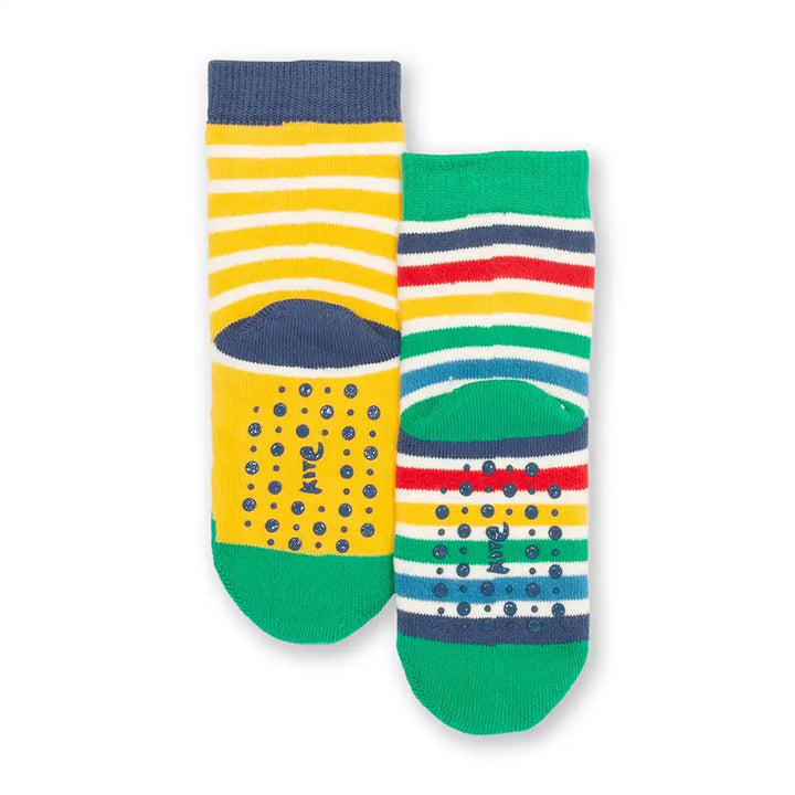 Kite Clothing GOTS Organic Cotton Frog Face Yellow Grippy Socks Back Picture