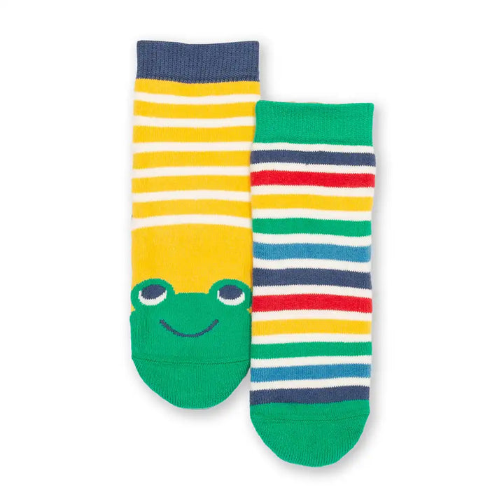 Kite Clothing GOTS Organic Cotton Frog Face Yellow Grippy Socks Main Picture