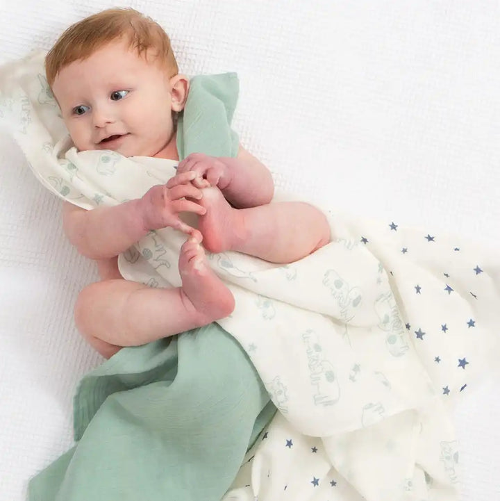 Kite Clothing GOTS Organic Ele and Me Muslins 3 Pack with Baby Main Picture