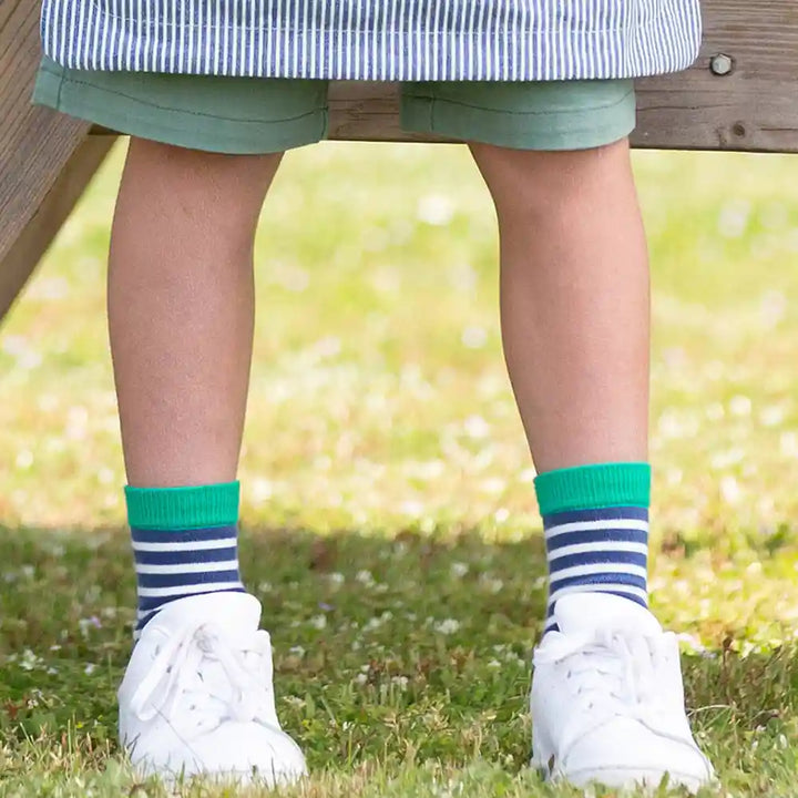 Kite Clothing GOTS Organic Cotton Sheep Socks Worn Navy Stripe Picture