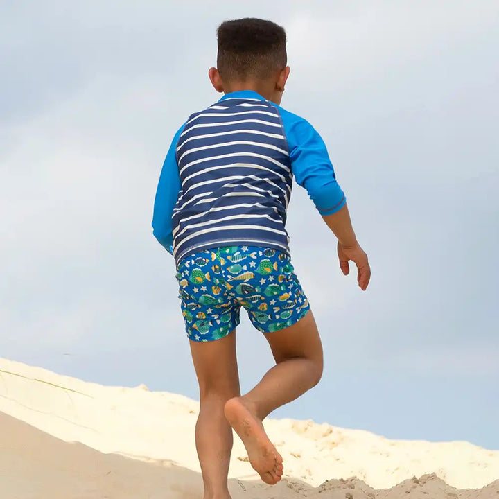 Kite Clothing Recycled Polyester Funky Fish Swim Trunks Worn Back Picture