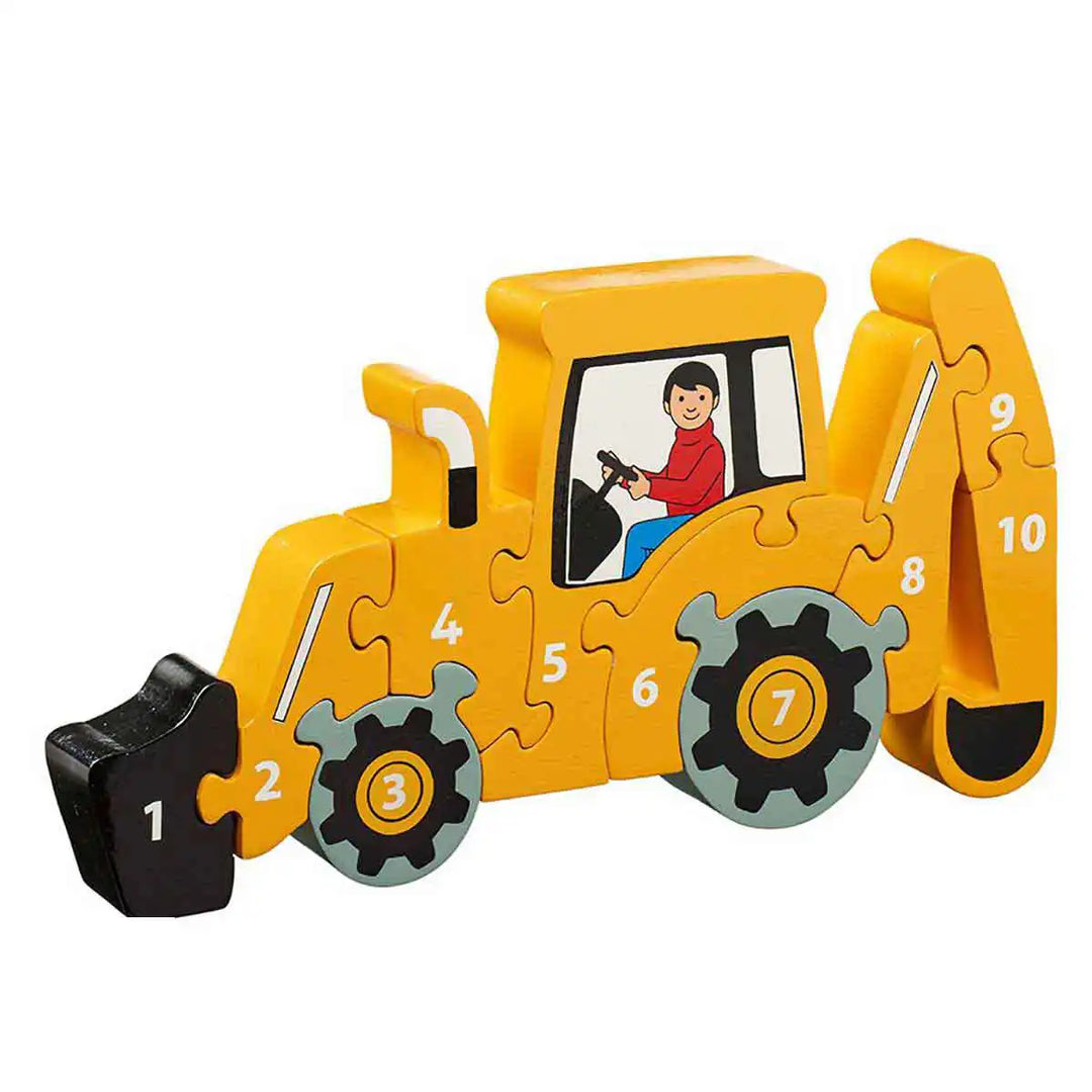 Lanka Kade wooden digger puzzle with numbered pieces on a white background