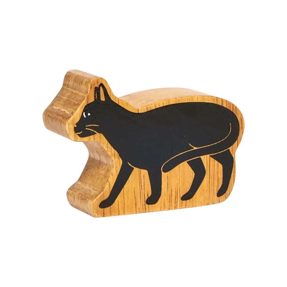 Lanka Kade wooden black cat on a white background